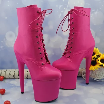 

Leecabe 8inch/20CM satin materials covered High Heel platform closed toe Pole Dance boot