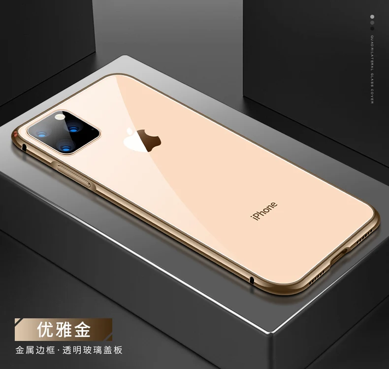 Роскошный прозрачный чехол для телефона из закаленного стекла для iPhone XI Max/XIR металлический защитный бампер чехол для iPhone XI iPhone 11