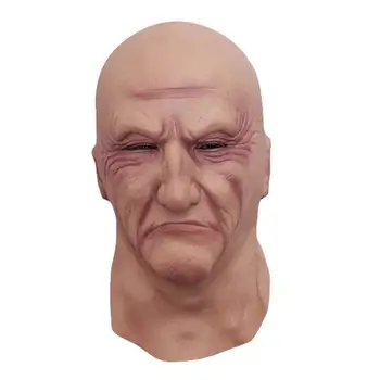 

Halloween Ghost Festival Headgear Scary Style Mask Horror Black Society Boss Funny Latex Full Head Cover Old Man Grotesque Mask