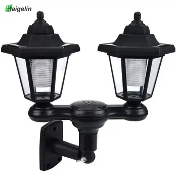 

2020 NEW Solar Power LED Path Way Wall Landscape Mount Garden Fence Outdoor Lamp Light Water Resistan Double Headed White Light