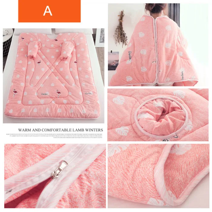 Lazy Quilt with Sleeves Blanket Cape Cloak Nap Blanket Dormitory Mantle 150x200cm AUG889