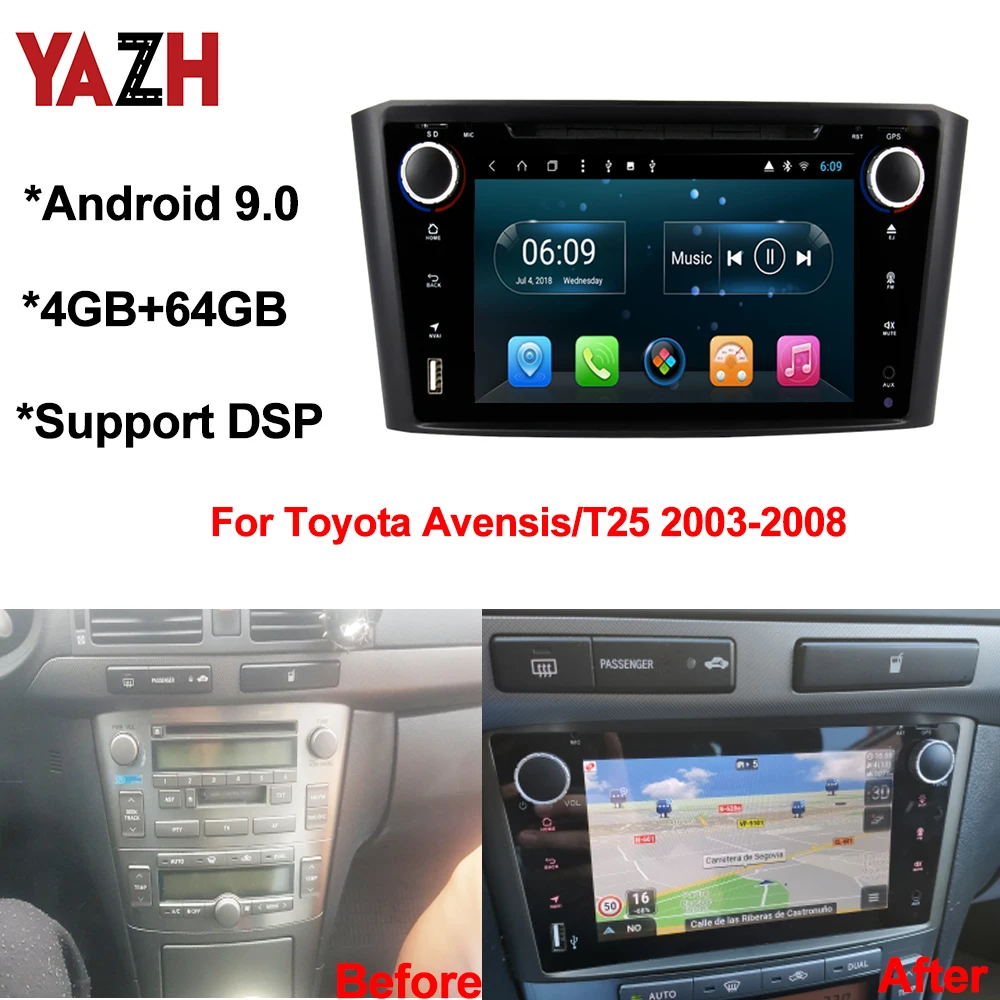 Автомобильный мультимедийный блок YAZH IPS 7 0 дюйма для Toyota Avensis 2008 с Android 9 Авторадио