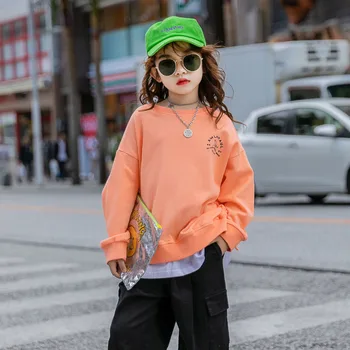 

2020 Spring Korean-style Letter Girls Shirt Teen Girls Fake Two-Piece Shirt Children Loose Casual Shirt for Baby Girls, #8565