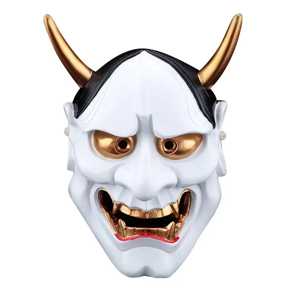 Halloween Horror Japanese Samurai Grimace Cosplay Mask Buddhist Prajna Traditional Theme Party Resin | Дом и сад