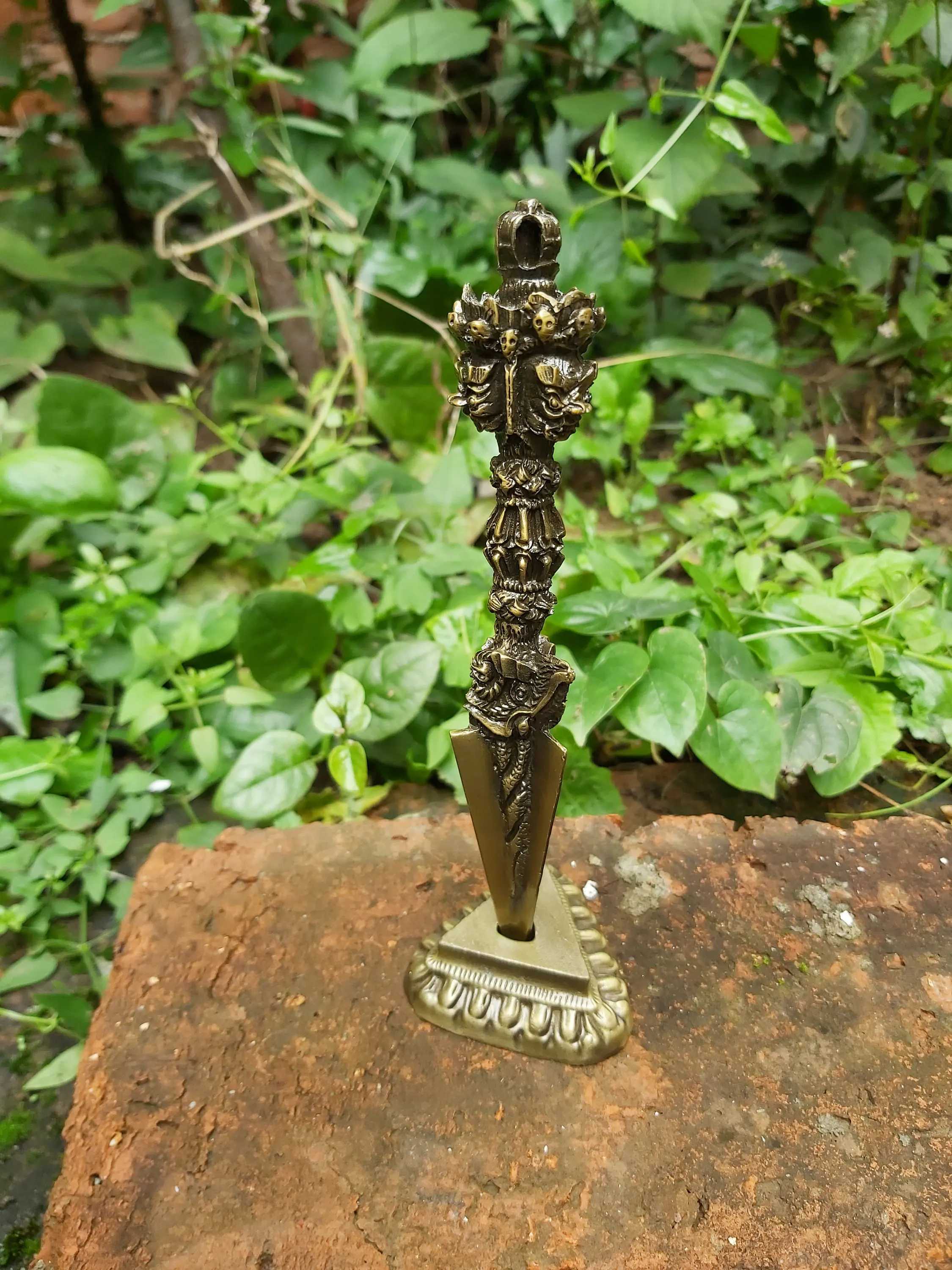 Coppering Buddhist With Base Do The Old About 17CM Tibetan Buddha Tantric Vajra Pestle Tantra Vajrakilaya Phurpa Alloy | Дом и сад