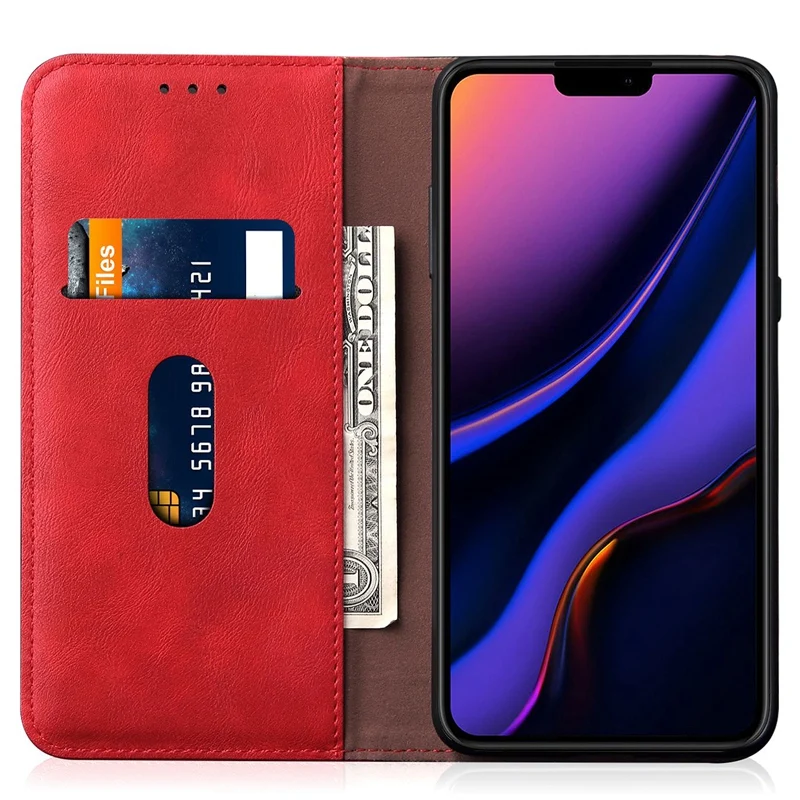 Для iPhone PU кожаный чехол-кошелек слот для кредитных карт Магнитный чехол-кошелек-красный
