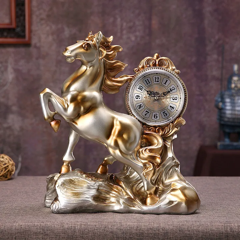 

Lucky Horse Hall Clock Ornaments Living Room Fashion Creative Art Table Clock Home & Office Decor Gift