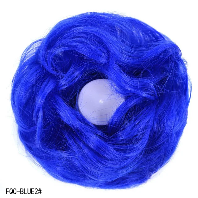 Jeedou Messy Chignon Donut Hair Bun Pad Elastic Hair Rope Rubber Band Synthetic Hairpiece Gary Brown Color Blue