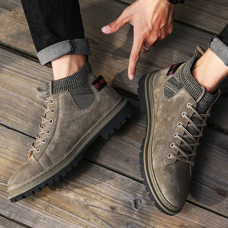 Super Cool Mens Casual Boots Hard-Wearing Men Winter Boots Anti-Slip High Boot Men Good Quality Security Boots Mens Brand