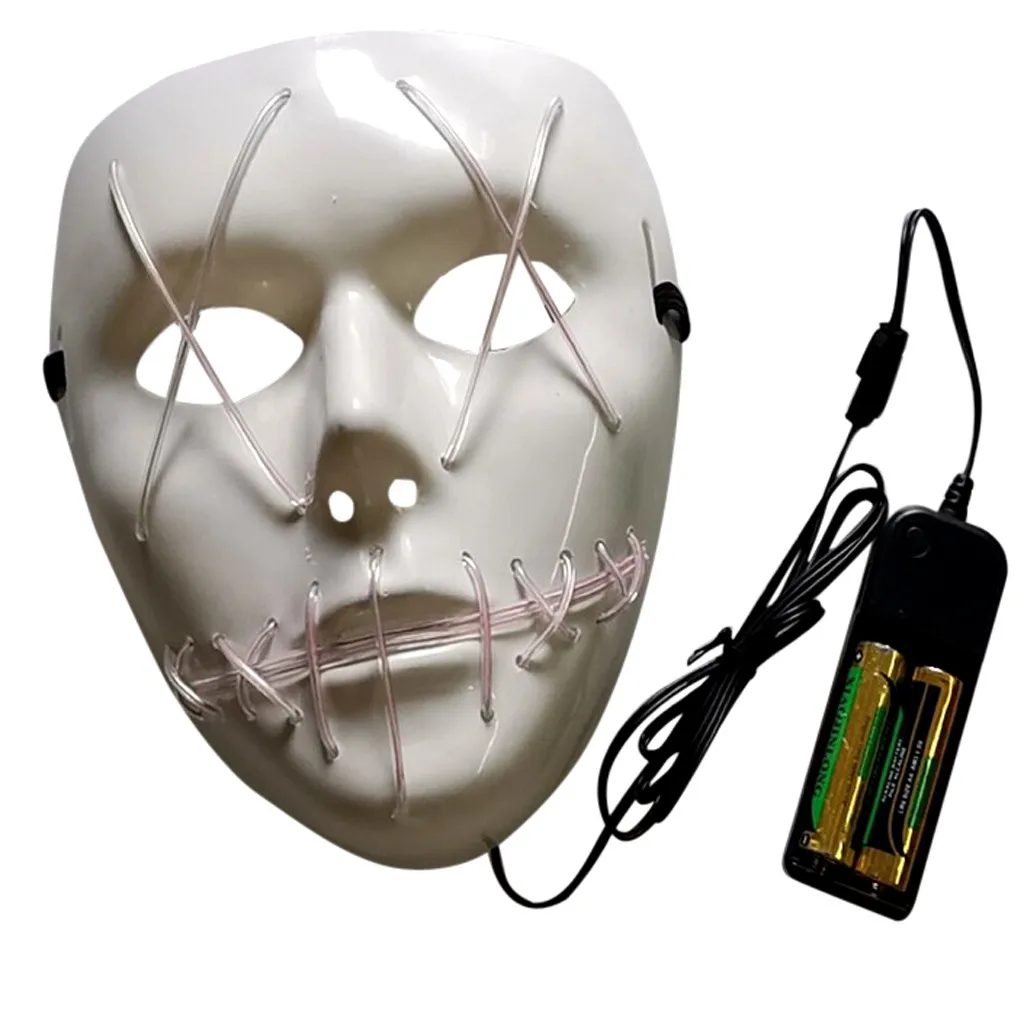 Светодиодный костюм для Хэллоуина маска из фильма EL Wire вечерние праздничные