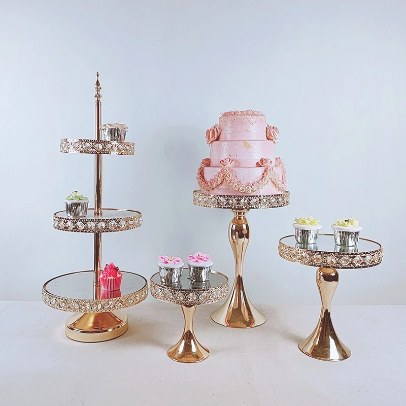 3pcs-19pcs Gold Cake Stand Set Cupcake Tray Cake Tools Home Decoration Dessert Table Decorating Party Wedding Display