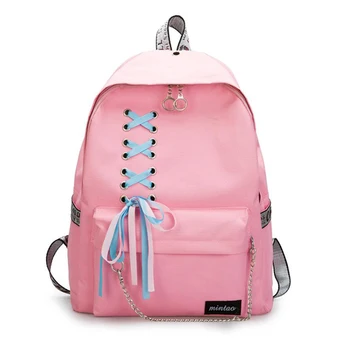 

2019 Teenagers Back to School Backpack Casual Bags For Girl College Canvas Schoolbags Backpacks Chain Bagpack Women Knapsack