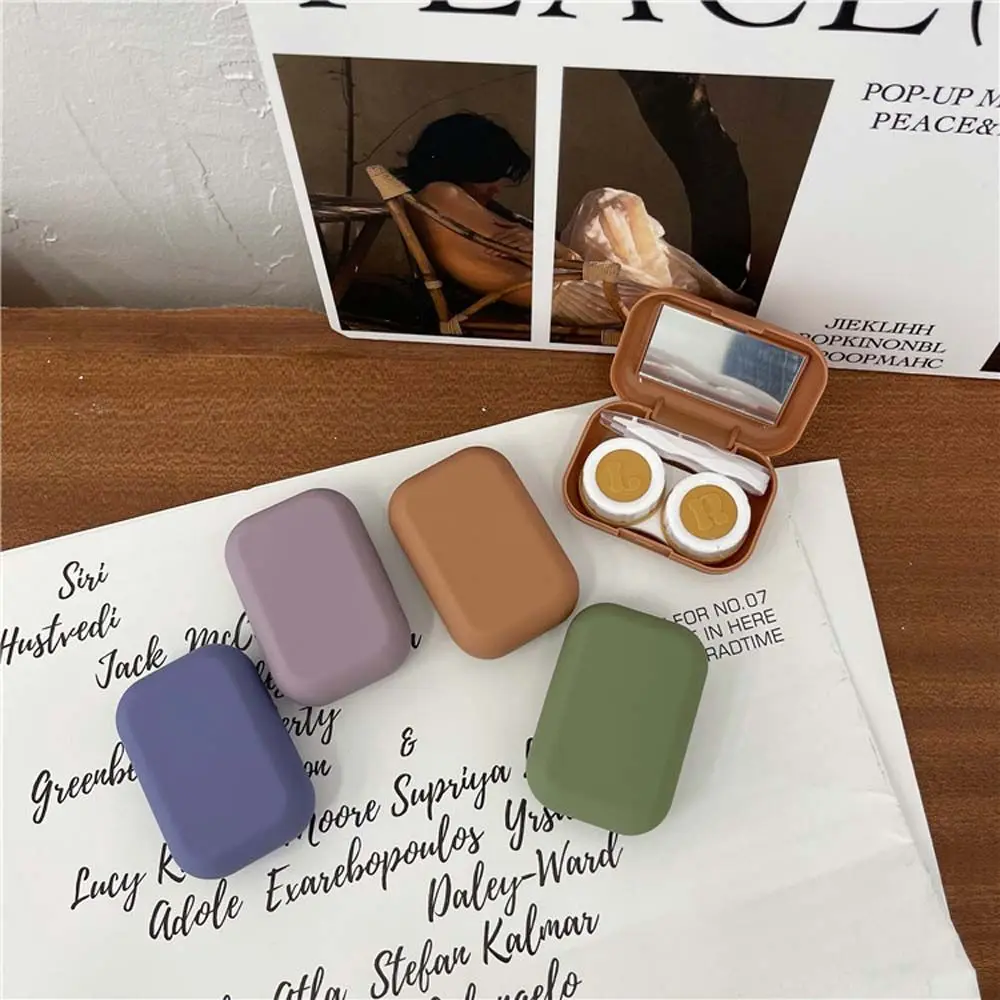 

Women Frosted Tweezers Cartoon With Mirror Mini Contact Lens Case Storage Eye Care Lenses Box Contact Lens Container
