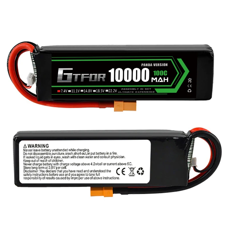GTFDR 2 шт. Литий Полимерный Аккумулятор 7 4 в 10000 мАч lipo 2S 100C для радиоуправляемой