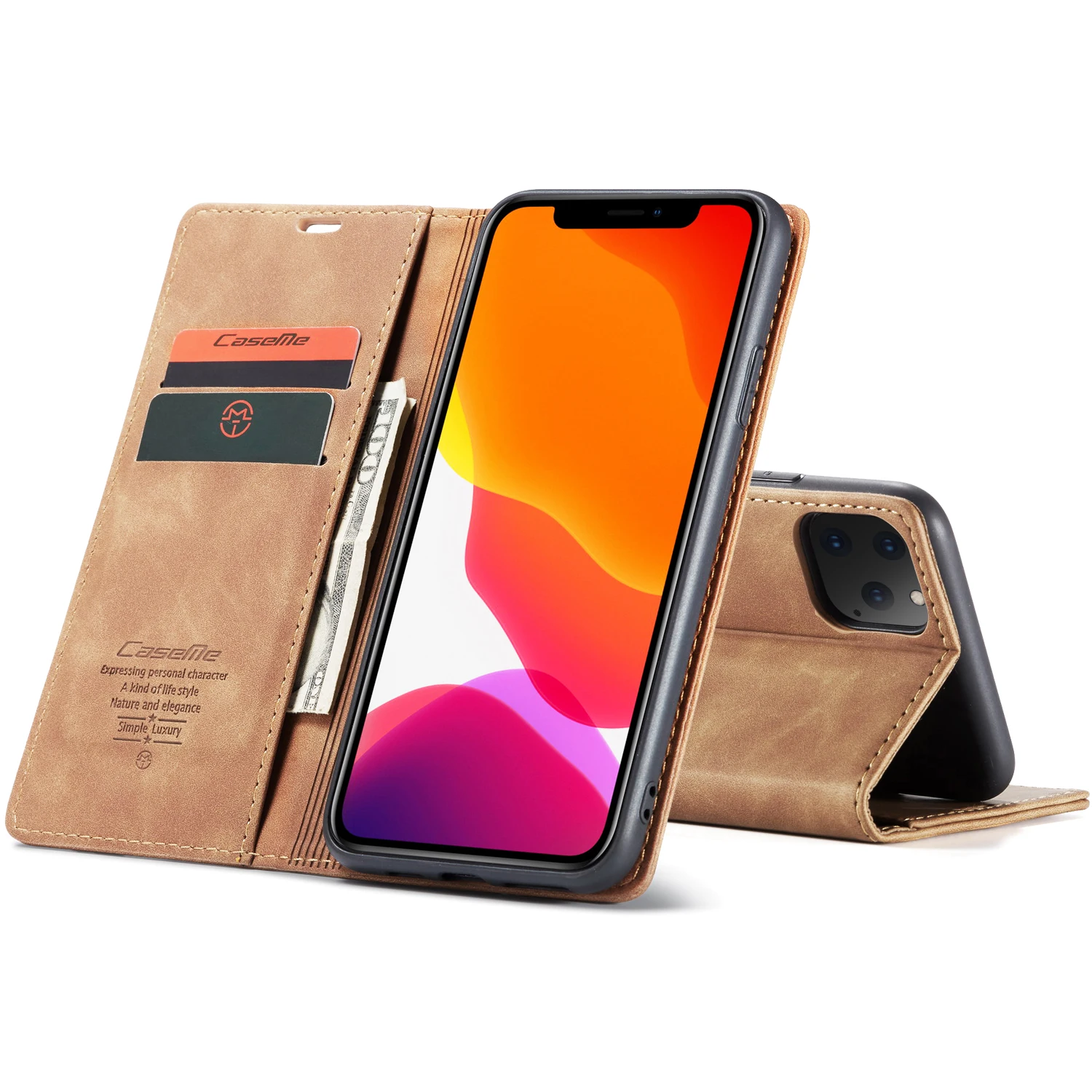 Для iPhone 11 5,8 дюймов, чехол для телефона из натуральной кожи, многофункциональный чехол-кошелек на молнии для iPhone 11 5,8, отделения для карт