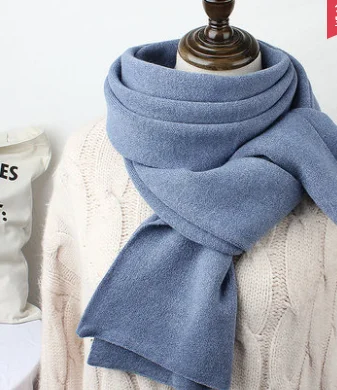 Brand women winter scarf Korean version solid color bib men long dual-purpose knitting thickened warm shawl Lovers fashion scarf - Цвет: Небесно-голубой