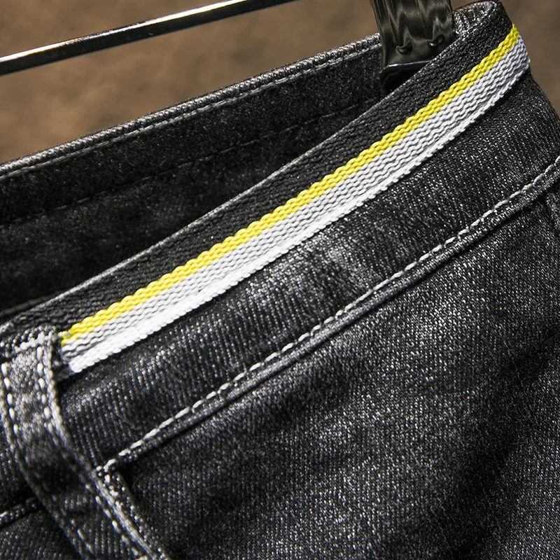 Осень и зима новые мужские желтые Ленты Европейские модели джинсы стрейч классические высококачественные тонкие джинсы