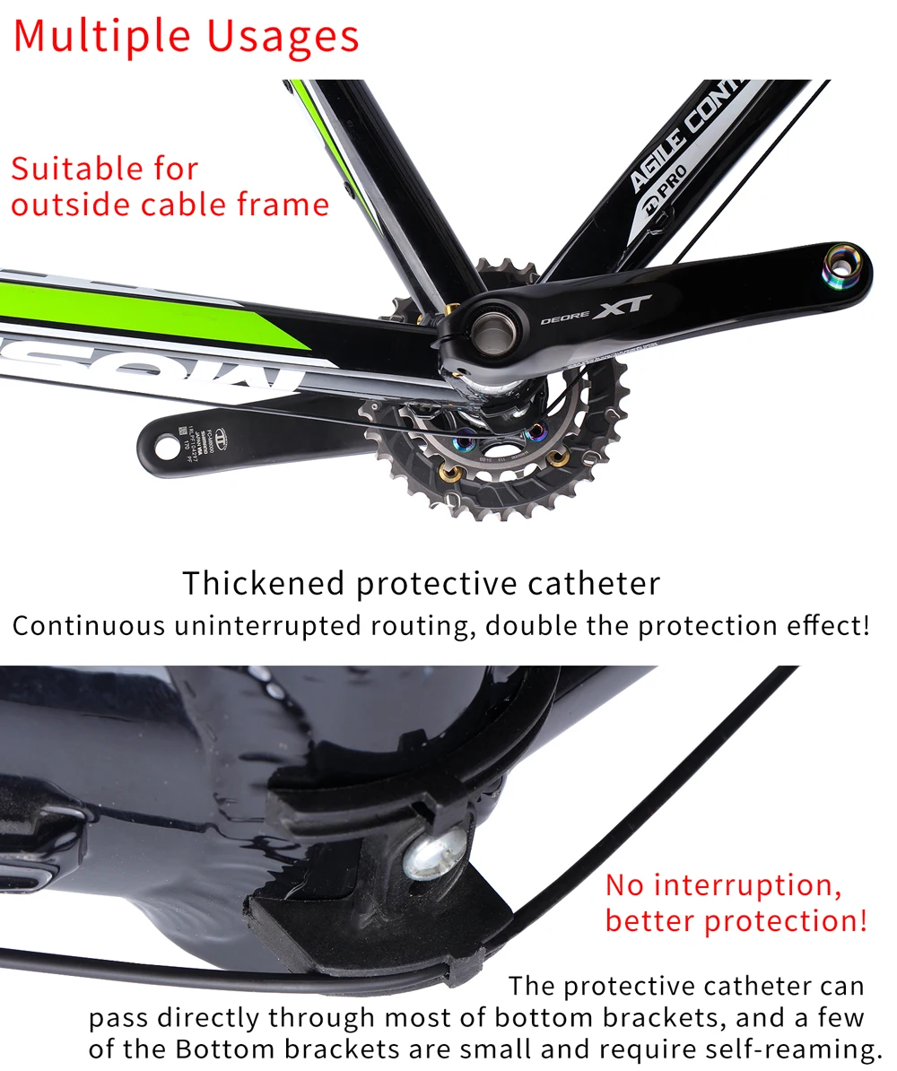 RISK Bike Bicycle 3M Slick Lube Liner Catheter Oil Injection Housing Cable For Road MTB Derailleur Shift Brake Inner Cable Line