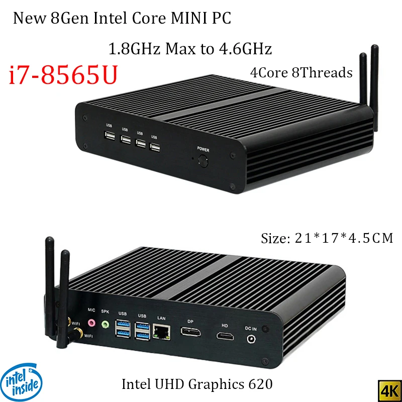 Новейший 8Gen безвентиляторный мини-ПК i7 8565U процессор 4,6 ГГц Intel UHD620 win10 четырехъядерный 8 потоков DDR4 2133 2400 2666 NUC Бесплатная доставка ПК Новейший 8Gen безвентиляторный мини-ПК i7 8565U процессор 4,6 ГГц Intel UHD620 win10 четырехъядерный 8 потоков DDR4 2133 2400 2666 NUC Бесплатная доставка ПК