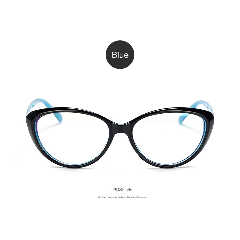 Винтажные овальные очки, оправа для женщин, кошачий глаз, оправа для очков, мужские прозрачные линзы, очки, женские, мужские, модные очки, зеркальные - Цвет оправы: Blue