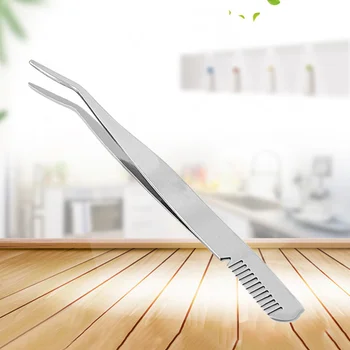 

Portable Eyebrow Tweezer with Eyebrow Comb Stainless Steel Eyelashes Extension Tweezers (Silver)