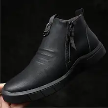 CS806 men boots Genuine Leather 100%wool lining winter super Keep warm Casual fashion outdoor Ankle Snow zapatos de hombre