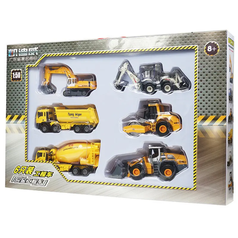 

Cadeve 626030 Alloy Engineering Vehicle Model Dig Bulldozing Road Roller Stir Dump Trucks 6 of Set