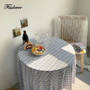 

FSISLOVER Nordic Derco Vintage Plaid Table Cloth Cotton Dining Table Cover Picnic Cloth Obrus Tafelkleed mantel mesa nappe