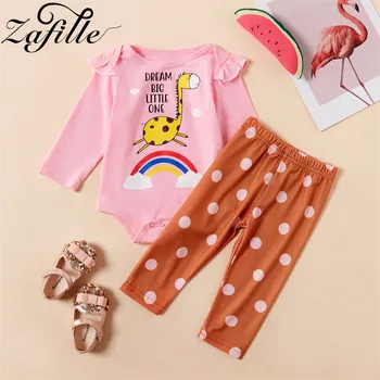 

ZAFILLE Summer Newborn Baby Clothes Cotton Animal Print Romper+Dot Pants Outfits Baby Girl Clothes Sets Toddler Girls Suits