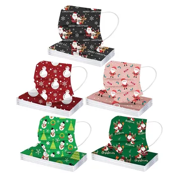 

Disposable Christmas Unisex Mouth Masks Santa Claus Printed Christmas Soft Masks Adults 3-layer Non-woven Masks Mascarillas