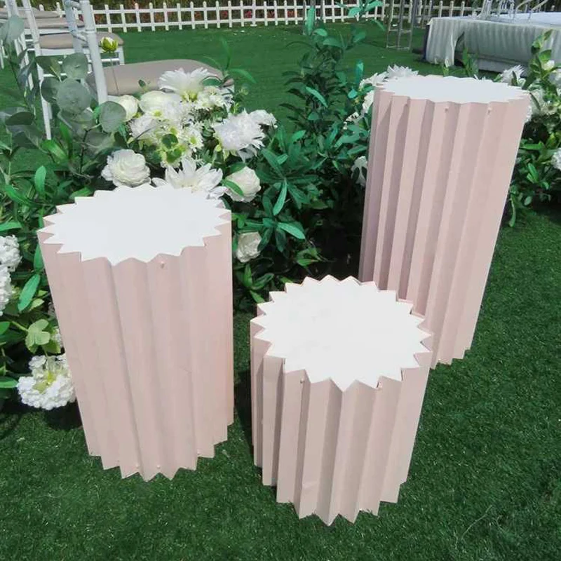 pink (3 pieces) Свадебный реквизит Свадебная сцена оригами колонна Свадьба Добро пожаловать области Орнамент Дерево-кусок набор магазин окно дорога Руководство украшение макет - Цвет: pink (3 pieces)