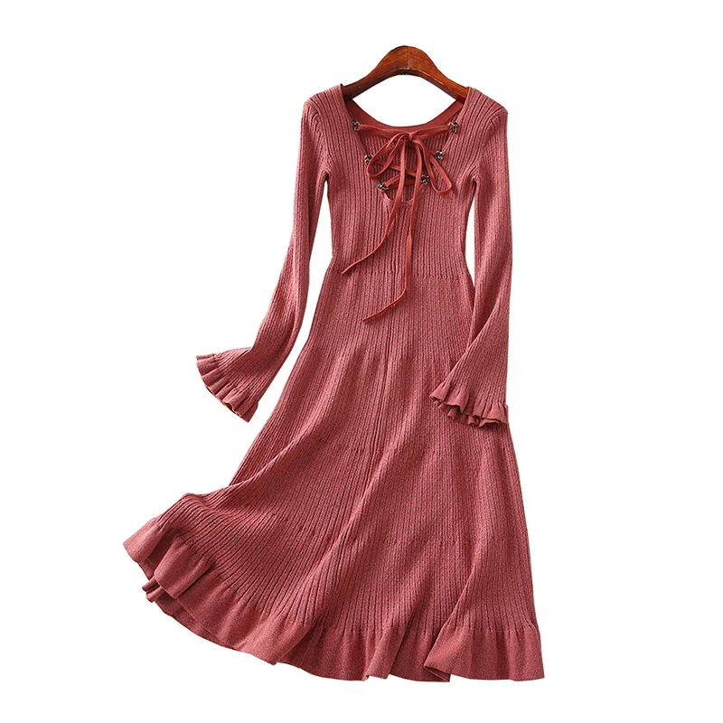 

One's Versatile Elasticity Slim Fit Slimming V-neck Jersey Dress Women's Entity