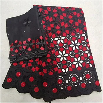 

STILL FLY swiss voile lace in switzerland african french voile lace with stones black and red dry lace for wedding 5+2yard/lot