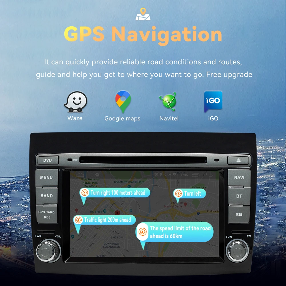 2 Din Carplay Android 12 Auto Dvd-Speler Voor Fiat Bravo 2007 2008 2009 2010 2011 2012 4Gb Auto Radio Dsp Ips Gps Navigatie Rds