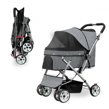 Переносная Складная коляска для домашних животных средних размеров, большая коляска для собак и кошек, уличный четырехколесный скутер
