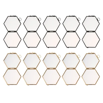 

10x Vintage Style Hexagon Metal & Glass Picture Photo Frame Hanging Frame