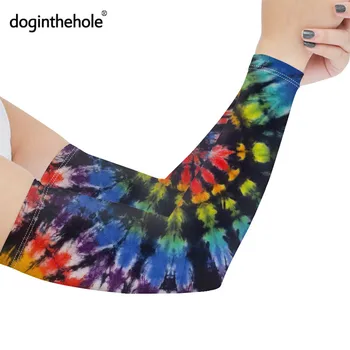 

Colorful Tie dye Print Sunscreen Sleeves for Boys Girls Summer Running Arm Warmers Elastic Sport Cuff Cover Quick Dry Breathable