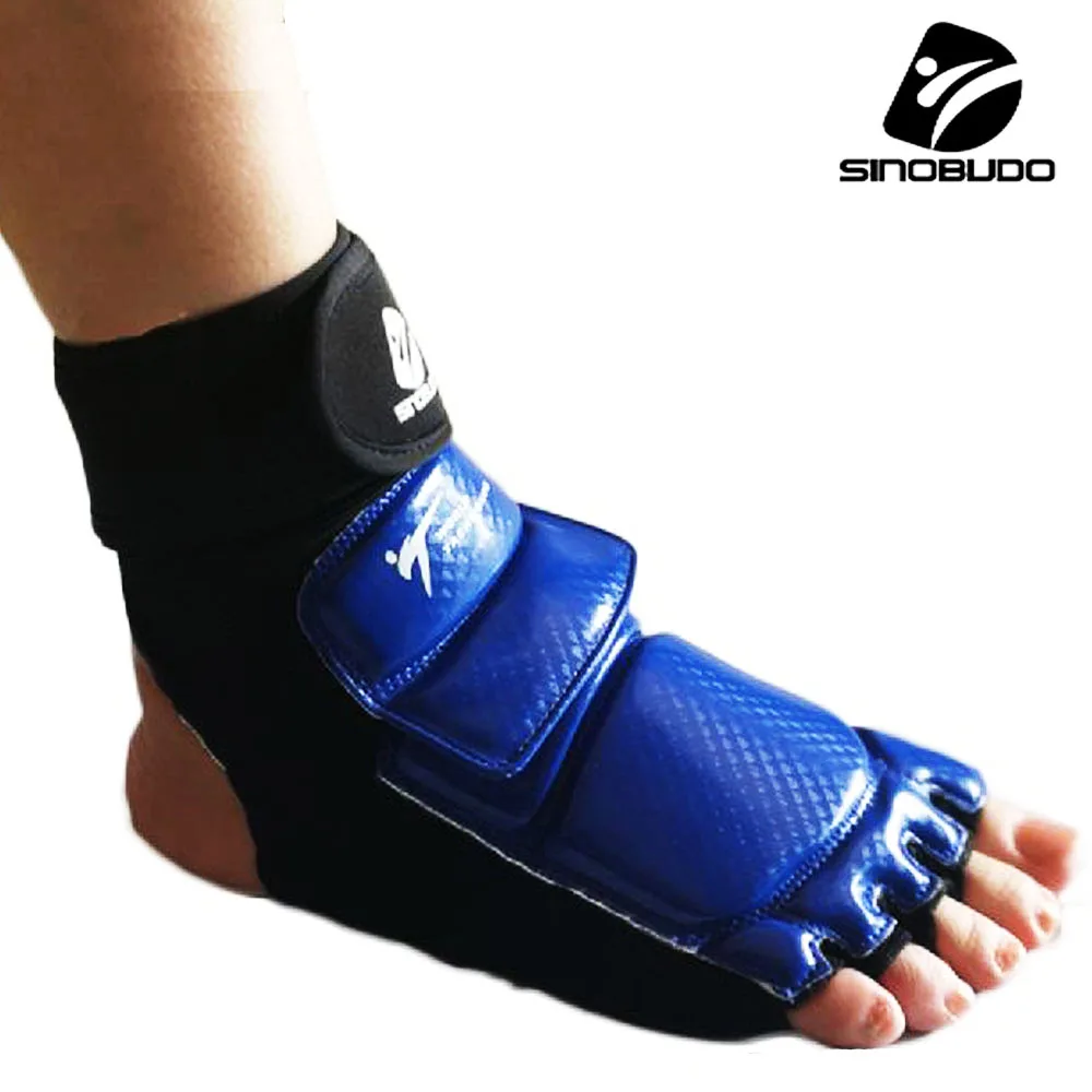 Taekwondo Foot Gloves Martial Arts Protector Set WT Taekwondo PU Leather Foot Gloves Sparring Karate Ankle Protector Guard Gear Boxing Martial Arts Foot Guard Sock Adult Kid