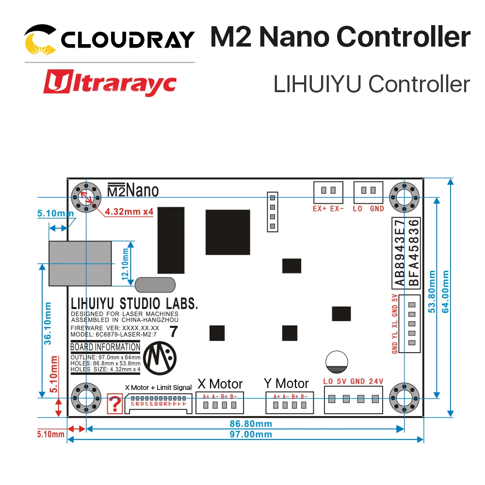 Ultrarayc LIHUIYU M2 Nano Лазерная плата управления материнская основная + панель ключ B