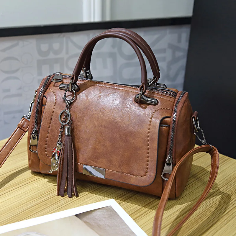 

2019 Summer New Style Women's Hand Tassel Bag Korean-style Versatile Retro Shoulder Oblique Boston Bag Pillow Bag