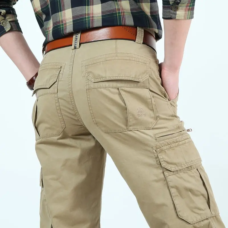 

AliExpress Thin Pure Cotton Men's Hot Selling Workwear Multi-pocket Trousers Large Size Plus-sized Casual Trousers 9913