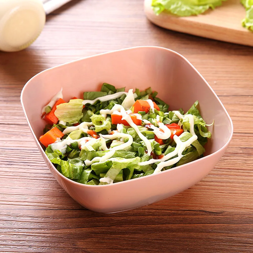 3 Color Plastic Salad Plate Square Bowl Kitchen Fruit Snack Candy Bowl Dish Tableware Refrigerator Food Preservation Container