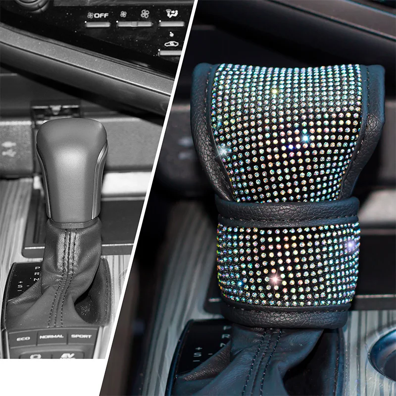 1 Pack Bling Bling Auto Shift Gear Cover, Crystal Car Knob Gear Stick