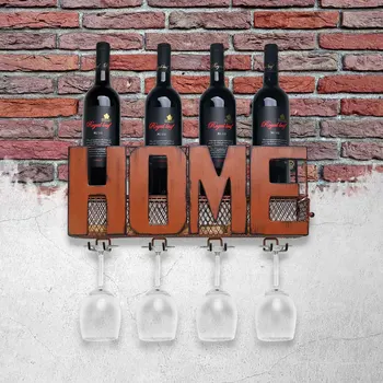

Hot Wall Mounted Wine Rack Cork Storage Container Glass Holder with 4 Cork Wine Charms Storage Rack Home Kitchen Decor Wine Rack