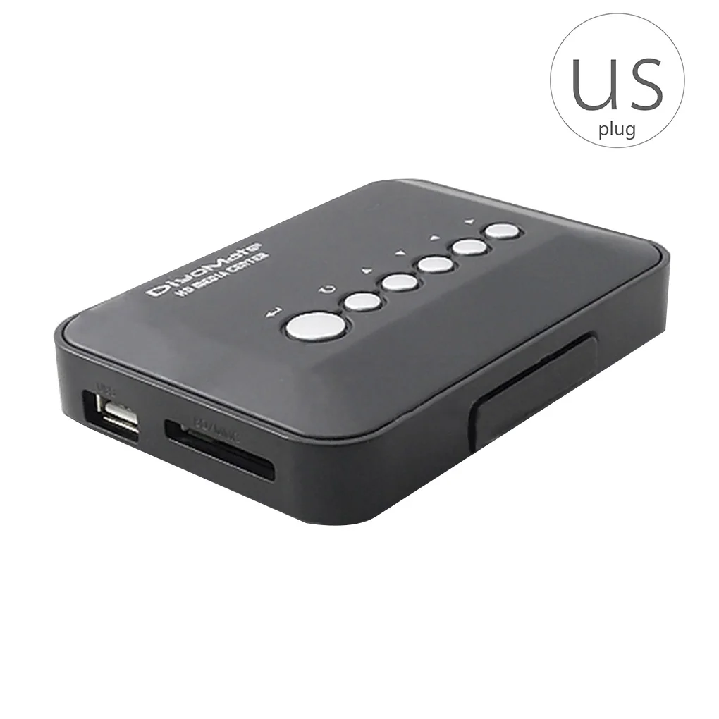 US Plug Мультимедийный плеер мини HD 720P HDD медиаплеер ТВ коробка AV выход MKV RM SD USB SDHC MMC HDD EU/US/UK/AU Plug - Цвет: US Plug