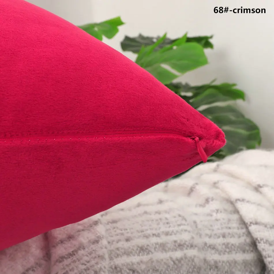 Супер мягкая бархатная плюшевая подушка для дивана крышка 30x50/40x40/45x45/40x60/50x50/55x55/60x60 см наволочка декоративная наволочка - Цвет: 68-crimson