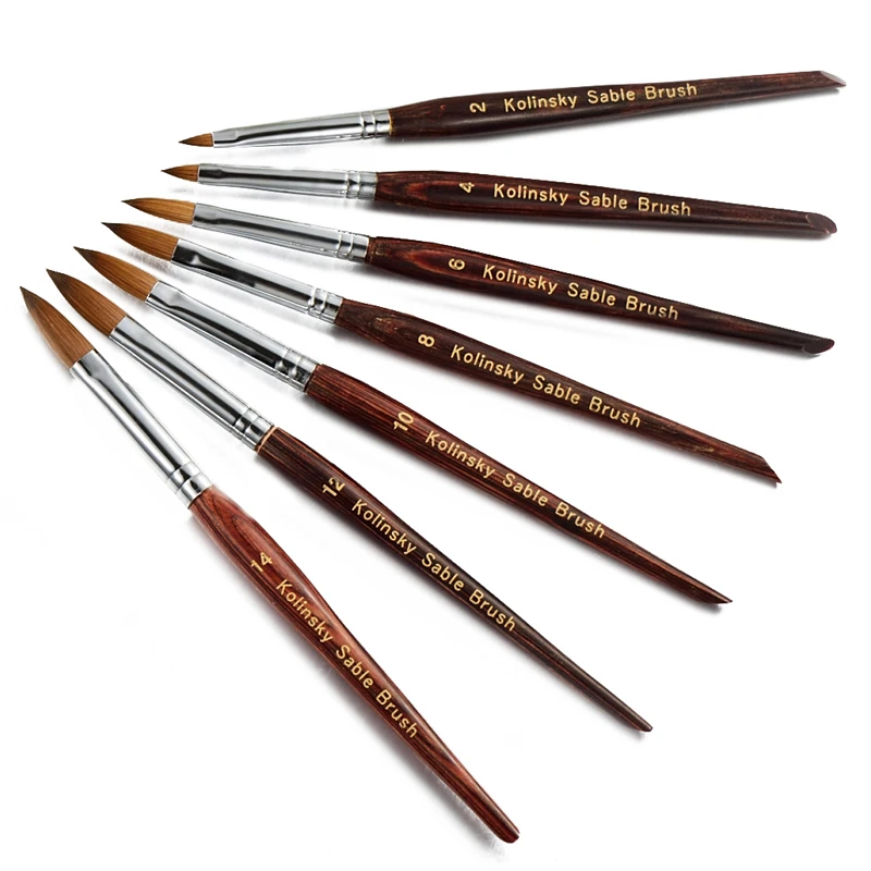 

High-end Kolinsky Sable Acrylic Brush For Nail art Tools UV Poly Gel Brush Gel Builder Manicure Brushes Red Wood Holder Pen Pro