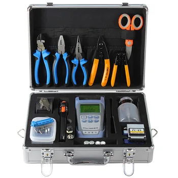Price 22 In 1 Optical Fiber Cold Junction Kit Set Toolbox 10km 10mw Vfl Power Meter Fiber Cleaver FC-6S Three Pliers Kevlar Scissors