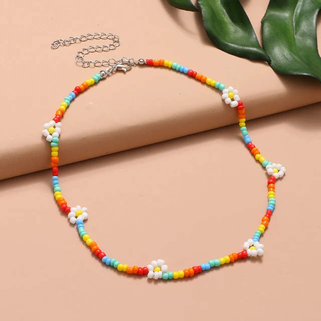 BULK Daisy Flower Trio Seed Bead Bracelet - Choose your favorite