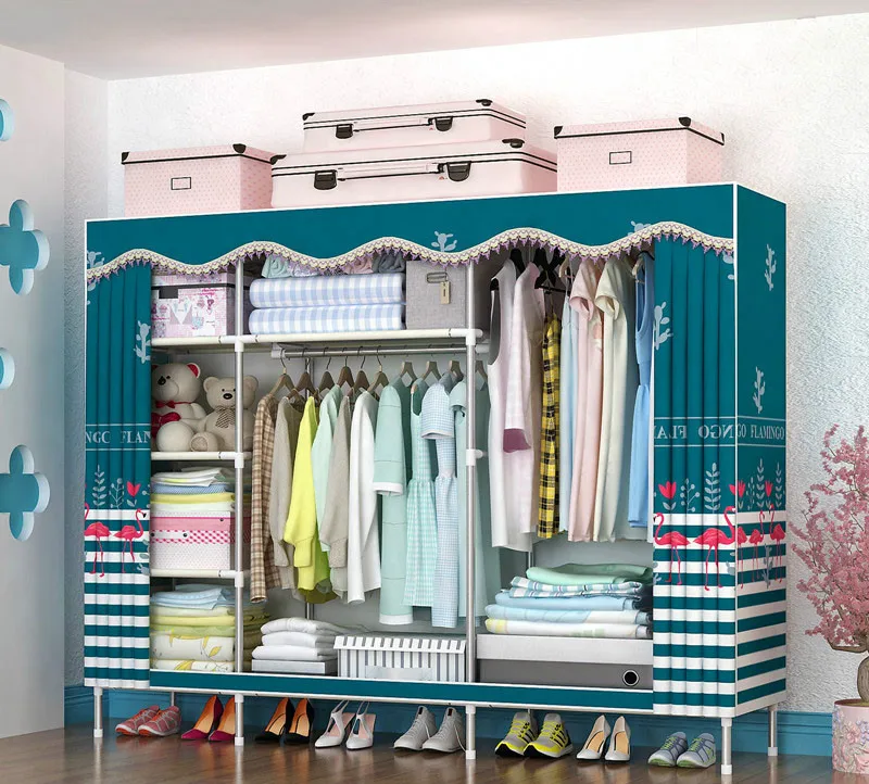 

Cloth Wardrobe Simple Wardrobe Cloth Drawer Wild Storage Steel Pipe Thicken Children's Wardrobe Storage Rack